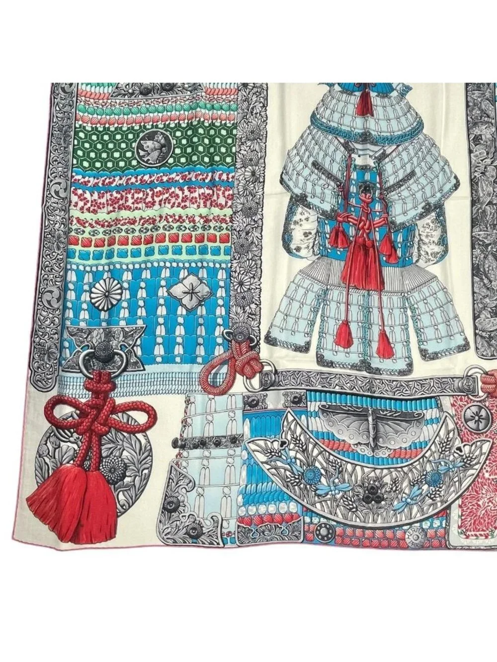 Hermes Scarf Cashmere Carre 140 Samurai Armor Parures de Samourais Multicolor - Picture 5 of 10